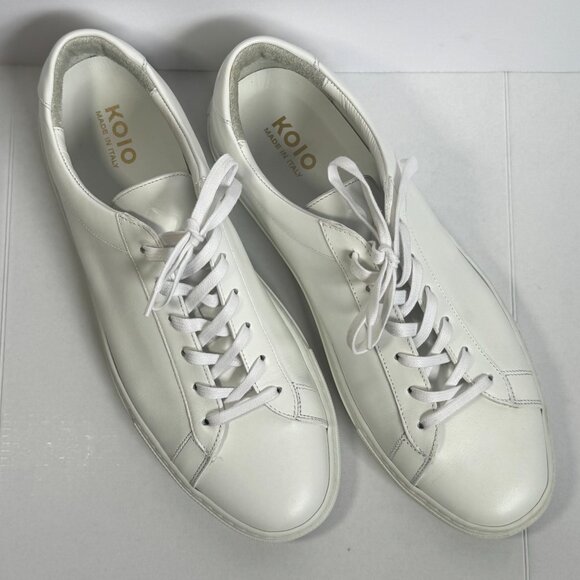 KOIO Men’s Capri Leather Low Top Sneakers White Size 43 w/ storage bag - Picture 7 of 12